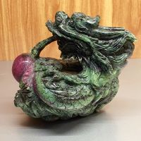Tượng rồng phun châu đá Ruby thiên nhiên - ĐRB1212