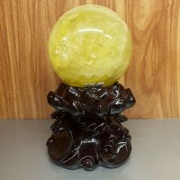 Quả Cầu Phong Thủy Thạch Anh Vàng Thiên Nhiên Size ĐK: 9,8cm - Hợp Mệnh Kim Thổ - QCTAV516