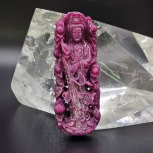 Tượng Mẹ Quán Thế Âm đứng đài sen đá Ruby thiên nhiên (VIP) - TRB1119