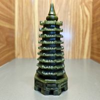 Tháp văn xương xanh rêu đá serpentine 9 tầng hợp mệnh hỏa, mộc - TVX1119