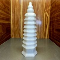Tháp văn xương đá canxit trắng 9 tầng hợp mệnh kim, thủy - TVX1122