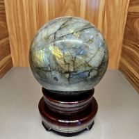 Quả cầu phong thủy đá xà cừ (Hắc nguyệt quang) thiên nhiên ĐK: 10,6cm - Hợp mệnh kim, thủy - QCXC342