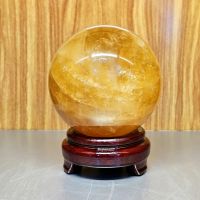 Quả Cầu Phong Thủy Canxit Vàng Thiên Nhiên ĐK:10,39cm - Hợp Mệnh Kim Thổ - QCCX336