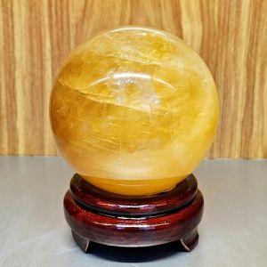 Quả Cầu Phong Thủy Canxit Vàng Thiên Nhiên ĐK:10,39cm - Hợp Mệnh Kim Thổ - QCCX341