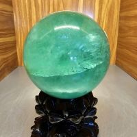 Quả Cầu Phong Thủy Xanh Lá Đá Fluorite Thiên Nhiên ĐK:8,8cm - Hợp mệnh mộc, hỏa - QCXL950