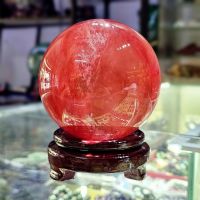 Quả cầu phong thủy đỏ thiên nhiên đá thủy tinh núi lửa ĐK:12cm - Hợp mệnh hỏa, thổ - QCPT1254