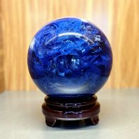 Quả Cầu Phong Thủy Xanh Dương Đá Obsidian Thiên Nhiên ĐK:12,3cm - Hợp Mệnh Thủy Mộc - OBSA221