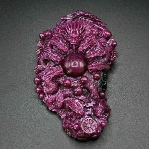Tượng rồng " Cửu Long Tranh Châu " đá Ruby đỏ huyết VIP - TRRB1029