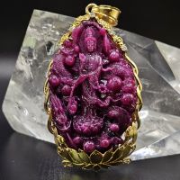 Tượng mẹ Quán Thế Âm đứng rồng đá Ruby đỏ huyết thiên nhiên (VIP) - TRB1100