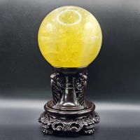 Quả Cầu Phong Thủy Thạch Anh Vàng Thiên Nhiên Size ĐK: 9,6cm - Hợp Mệnh Kim Thổ - QCTAV1208
