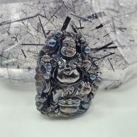 Tượng ngài Di Lạc đá Sapphire xanh đen thiên nhiên (VIP) - TDL434