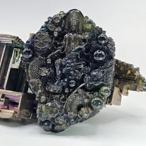 Tượng mẹ Quán Thế Âm đứng rồng đá Sapphire sao thiên nhiên (VIP) - TPT536
