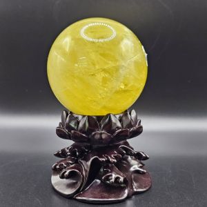 Quả Cầu Phong Thủy Thạch Anh Vàng Thiên Nhiên Size ĐK: 7,7cm - Hợp Mệnh Kim Thổ - QCTAV1042