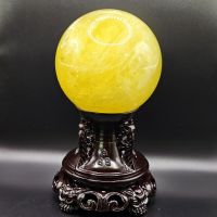 Quả Cầu Phong Thủy Thạch Anh Vàng Thiên Nhiên Size ĐK: 10,9cm - Hợp Mệnh Kim Thổ - QCTAV1144