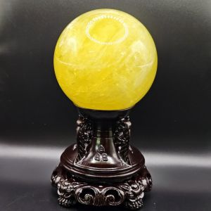 Quả Cầu Phong Thủy Thạch Anh Vàng Thiên Nhiên Size ĐK: 10,9cm - Hợp Mệnh Kim Thổ - QCTAV1144