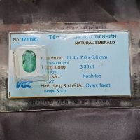 Mặt đá quý Ngọc Lục Bảo (Emerald) facet thiên nhiên - Đã kiểm định - NLB1113