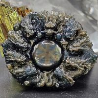 Tượng rồng " Cửu Long Tranh Châu " cao cấp đá sapphire sao hoa thị thiên nhiên (VIP) - TRSP341
