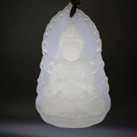 Tượng đeo Như Lai Đại Nhật ngọc mã nảo trắng thiên nhiên - PBM852