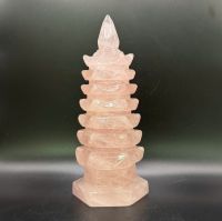 Tháp văn xương đá thạch anh hồng thiên nhiên 9 tầng cao 18cm hợp mệnh hỏa, thổ - TVX1259