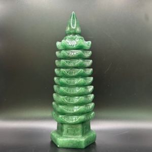 Tháp văn xương đá thạch anh xanh thiên nhiên 9 tầng cao 19cm hợp mệnh Mộc, Hỏa - TVX120