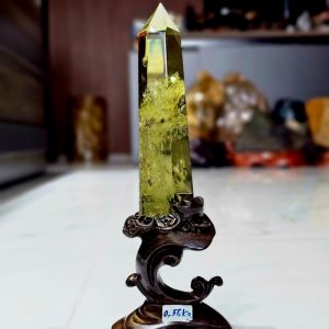 Trụ đá Thạch Anh Vàng (Cetrine) thiên nhiên bao kiểm định hợp mệnh Kim, Thổ - TĐTA402