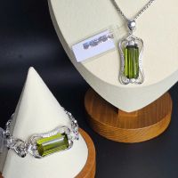 Bộ trang sức nữ vàng trắng đá quý Tourmaline xanh lá thiên nhiên VIP ( Đã kiểm định ) - TML226