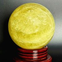 Quả Cầu Phong Thủy Thạch Anh Vàng Thiên Nhiên Size ĐK: 13cm - Hợp Mệnh Kim Thổ - QCTAV1046