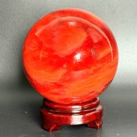 Quả cầu phong thủy đỏ thiên nhiên đá thủy tinh núi lửa ĐK:13cm - Hợp mệnh hỏa, thổ - QCPT1021