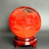 Quả cầu phong thủy đỏ thiên nhiên đá thủy tinh núi lửa ĐK:12cm - Hợp mệnh hỏa, thổ - QCPT1036