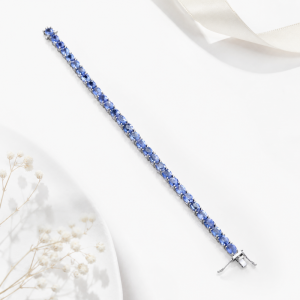 Lắc tay vàng trắng đính đá Sapphire xanh hero thiên nhiên cao cấp cho nữ - NVDQ852