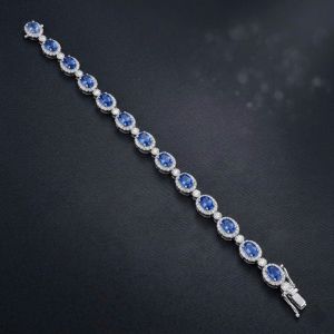 Lắc tay vàng trắng đính đá Sapphire xanh hero thiên nhiên cao cấp cho nữ - NVDQ1031