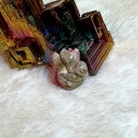 Hồ Ly Chín Đuôi Ôm Hoa Mẫu Đơn Đá Tourmaline Thiên Nhiên - HLCT0038