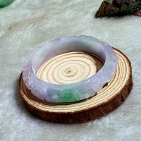 Vòng Tay Dạng Bản Liền Nguyên Khối Đá Cẩm Thạch A Thiên Nhiên Chạm Khắc Ni53 - 159VTD0024