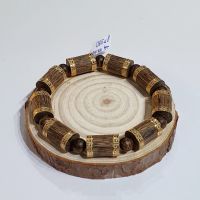 Vòng Tay Phong Thủy Trầm Hương Sánh Chìm Thiên Nhiên Bọc Vàng - THCT00086