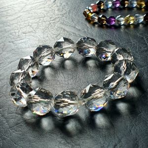 Vòng Tay Thạch Anh Trắng Pha Lê Thiên Nhiên Size 16ly Mài Giác - TAT0002