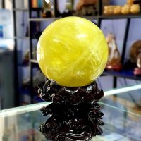 Quả Cầu Phong Thủy Thạch Anh Vàng Thiên Nhiên Size Trung ĐK: 12cm - Hợp Mệnh Kim Thổ - QCTAV114