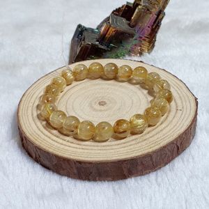 Vòng Tay Phong Thủy Đá Thạch Anh Tóc Vàng Bã Mía Thiên Nhiên Size Hạt 8ly - Hợp Mệnh Kim Thổ - TATV1228
