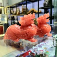 Cặp Tỳ Hưu Phong Thủy Đá Thủy Tinh Núi Lửa Thiên Nhiên Màu Đỏ Hợp Mệnh Hỏa Thổ - THCT1143