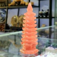Tháp văn xương đá thủy tinh núi lửa đỏ 9 tầng hợp mệnh hỏa, thổ - TVX1008