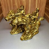 Cặp kỳ lân cõng đồng tử đồ đồng phong thủy chiêu tài lộc - ĐĐPT215